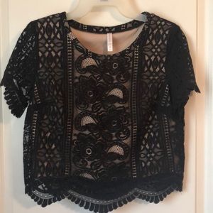 Black lace crop top